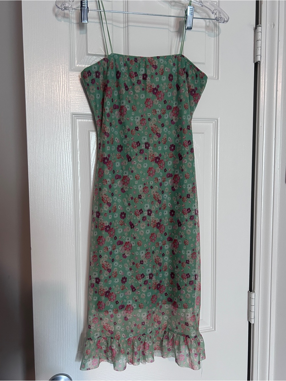 Shasa Green Floral Mesh Midi Dress Fairycore Cottagecore XS/S